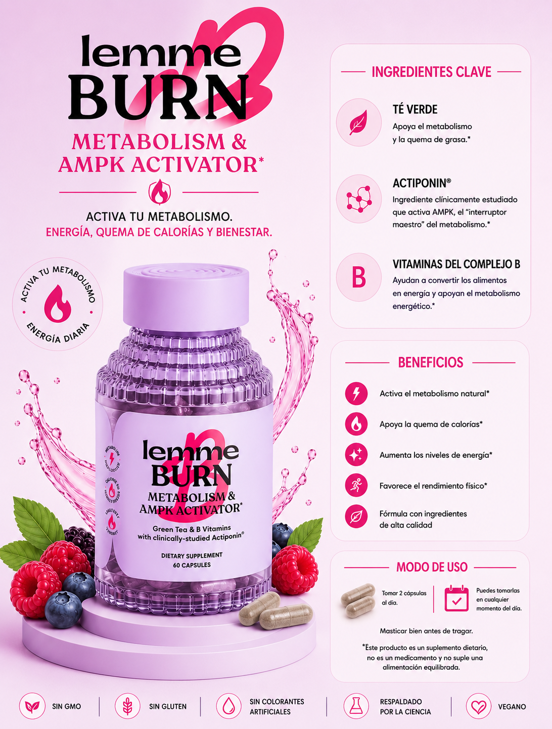 Lemme Burn | Activador Metabólico + Energía (60 Cápsulas)